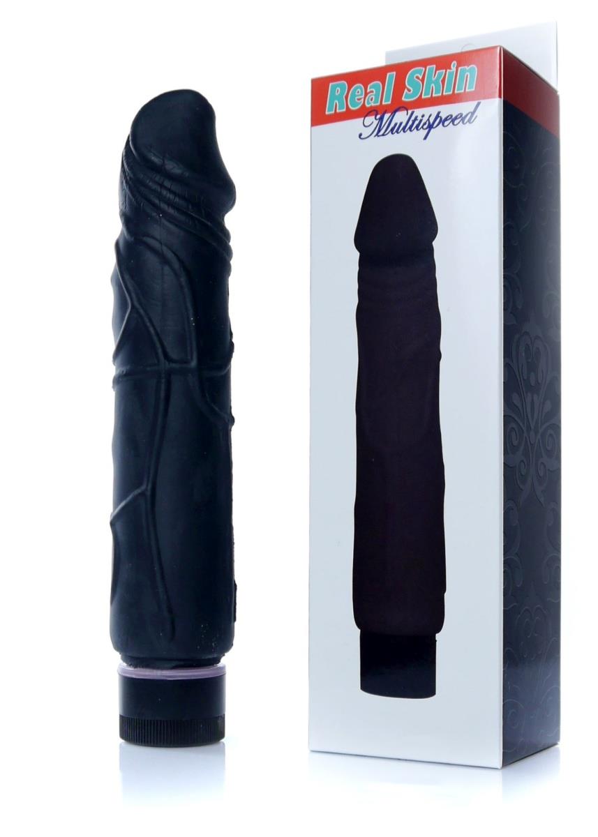 EasyLove Real Skin · realistický vibrátor · černá, 22 cm