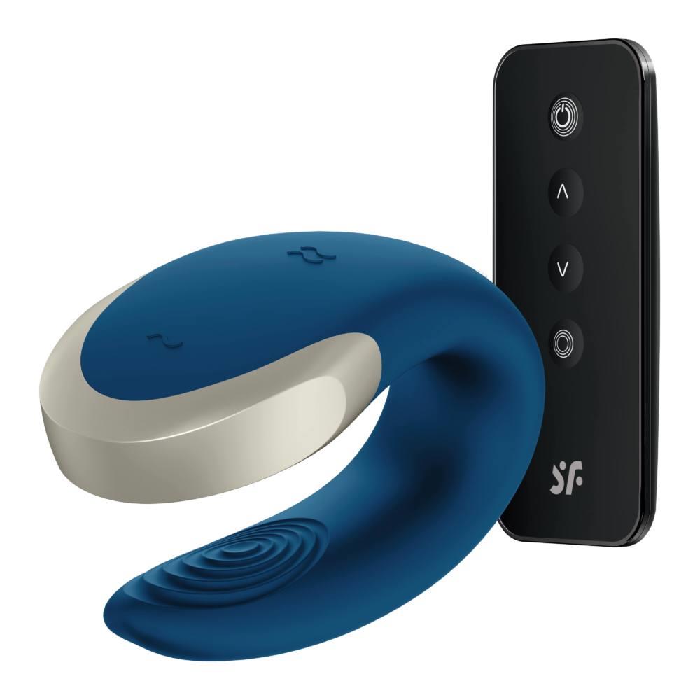 Satisfyer Double Love · párový vibrátor s dálkovým ovladačem · modrý