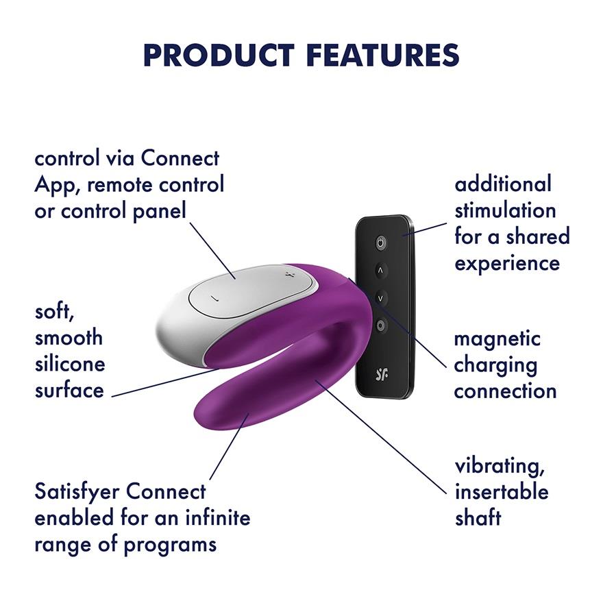 Satisfyer Double Fun · vibrátor pro páry s ovládáním přes aplikaci, fialová