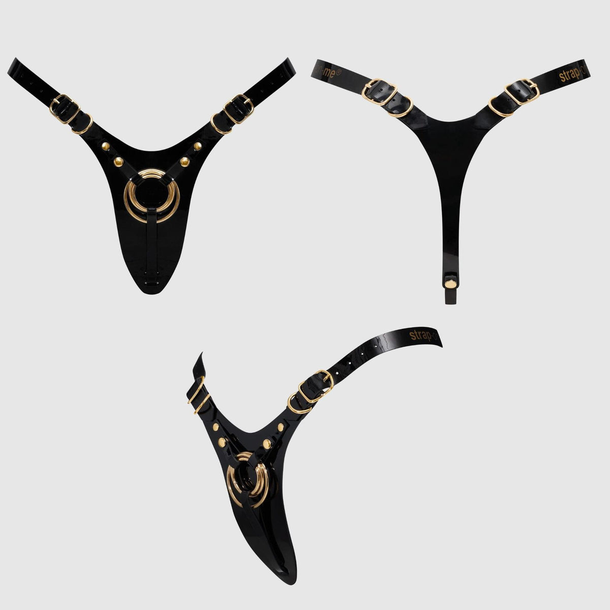 LEATHERETTE HARNESS FABULOUS - ONE SIZE - BLACK GLOSSY