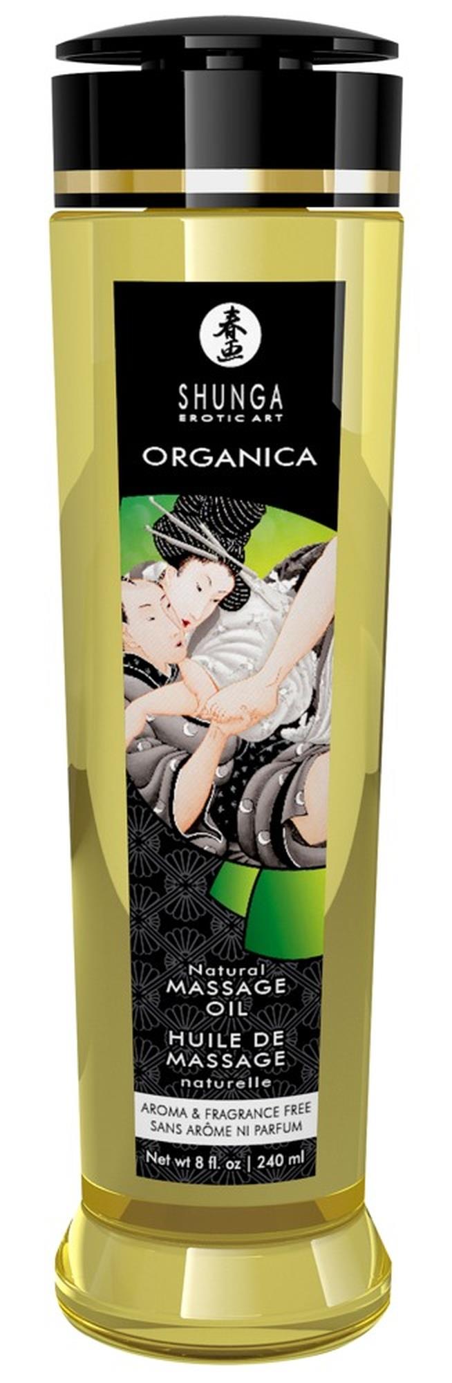 Shunga Organica · přírodní masážní olej bez parfemace, 240 ml