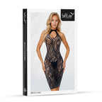 SoftLine Collection Dress 214082 · černé síťované šaty s halterkovým výstřihem