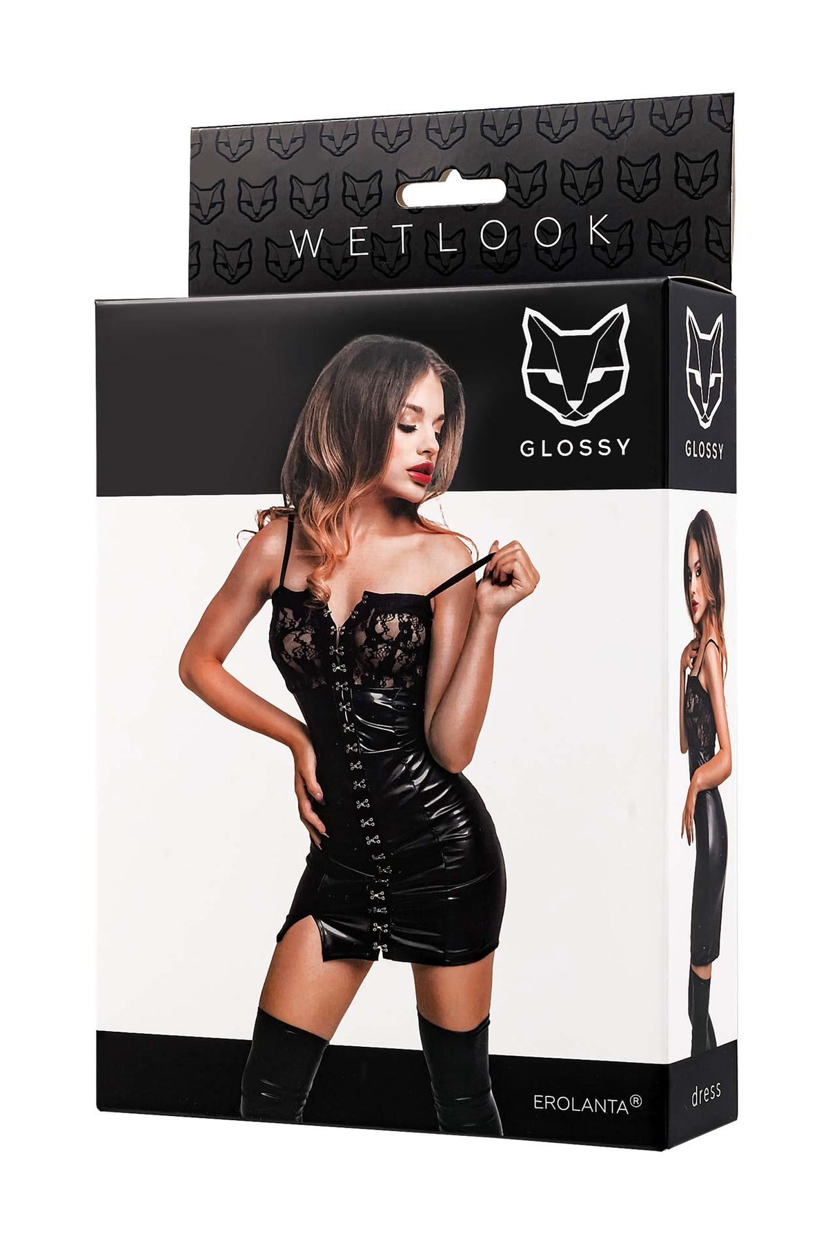Glossy Nelly · černé wetlook šaty · vel. L