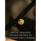 Le Désir Marie · krajkové tanga s podvazky a zlatými detaily