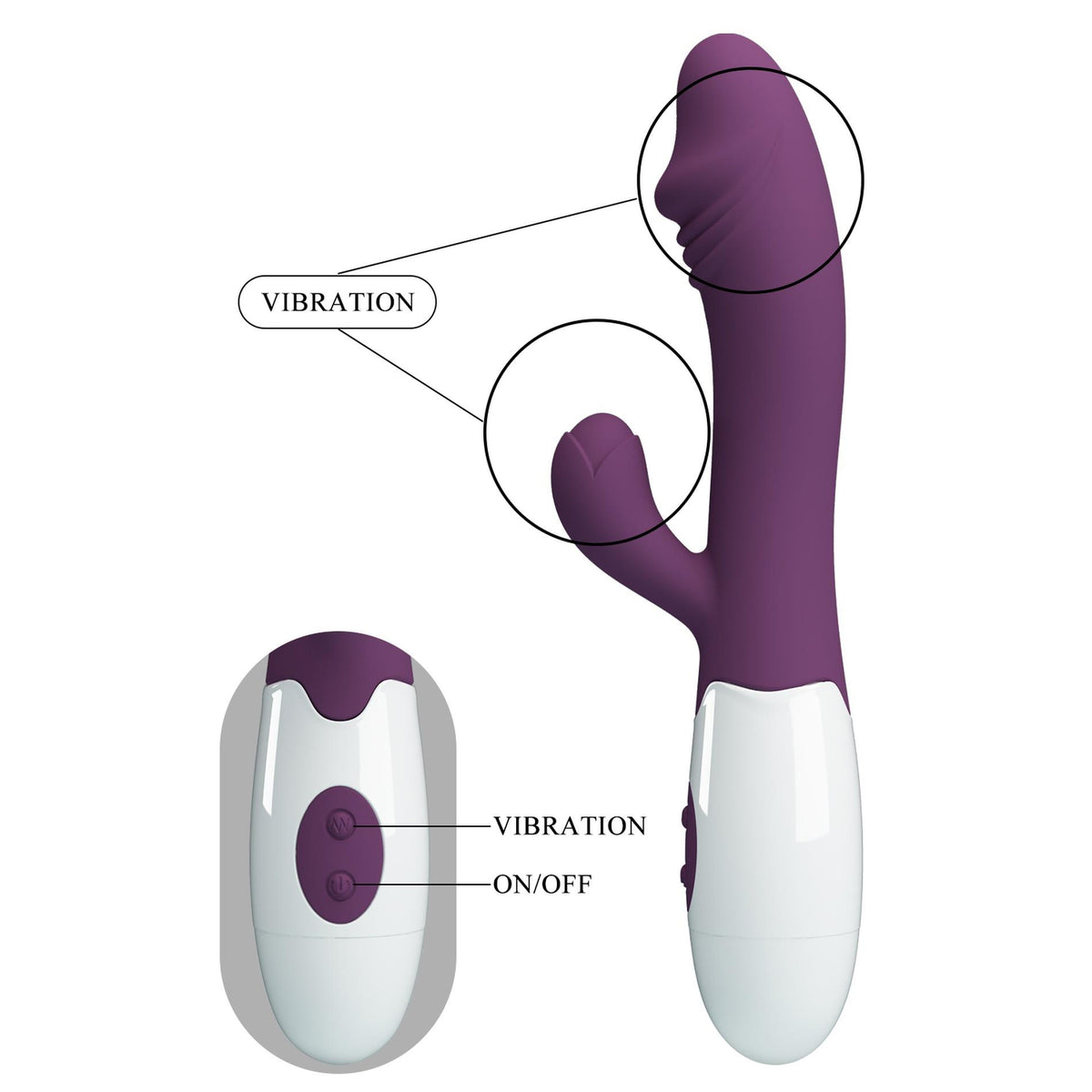 Pretty Love Snappy · rabbit vibrátor s 30 funkcemi, tmavě fialový