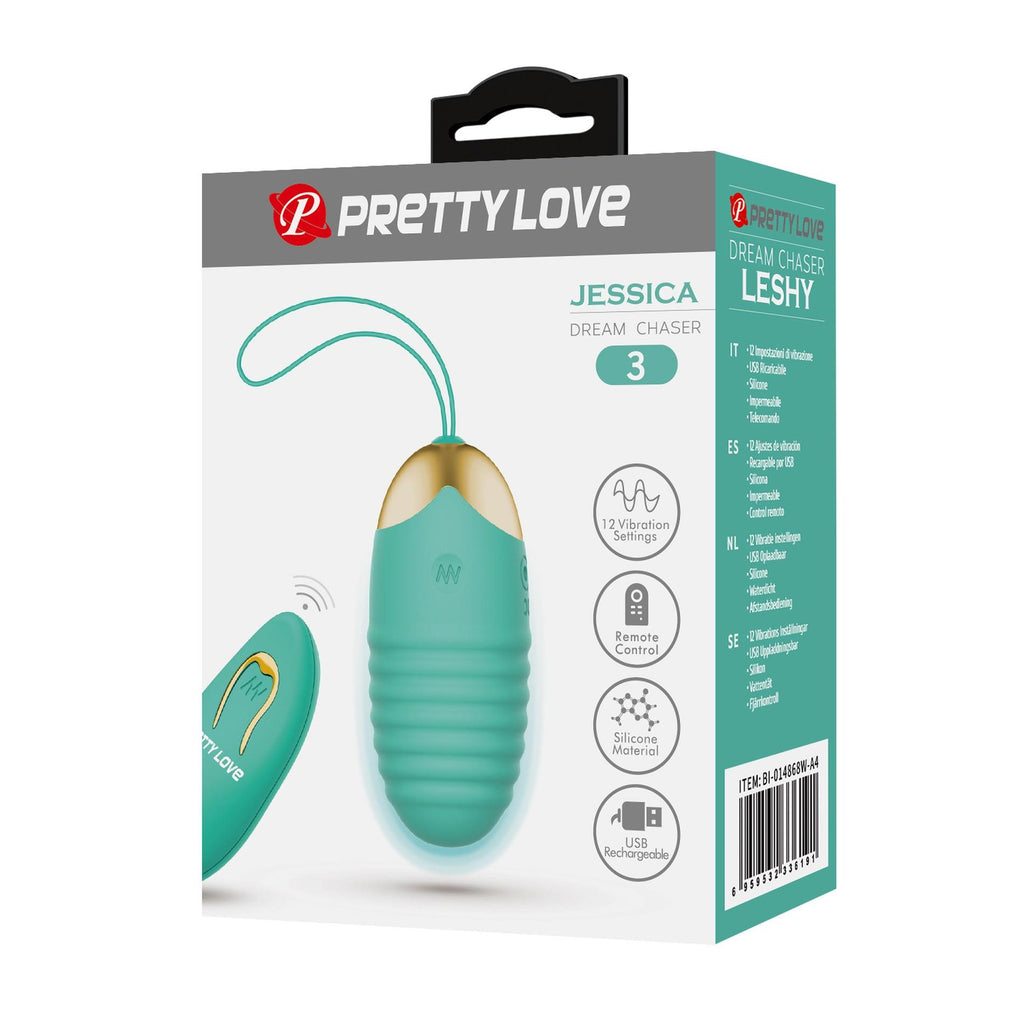 Pretty Love Jessica Dream Chaser 3 · vibrační vajíčko s dálkovým ovládáním, zelená