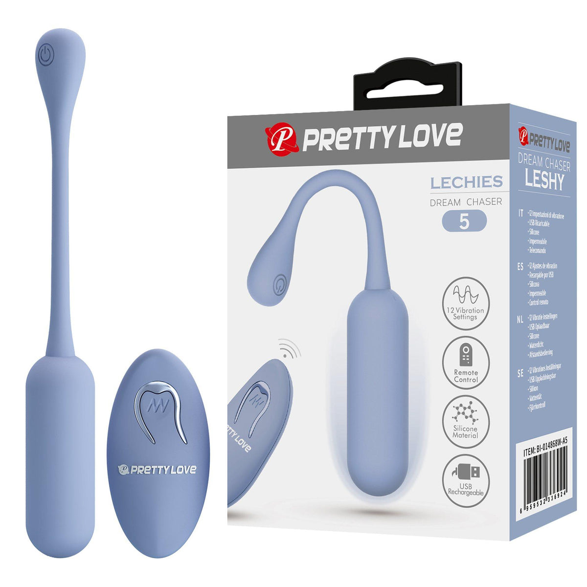 PRETTY LOVE - LECHIES  Dream chaser 5, Blue, Wireless remote control 12 vibration functions Memory function
