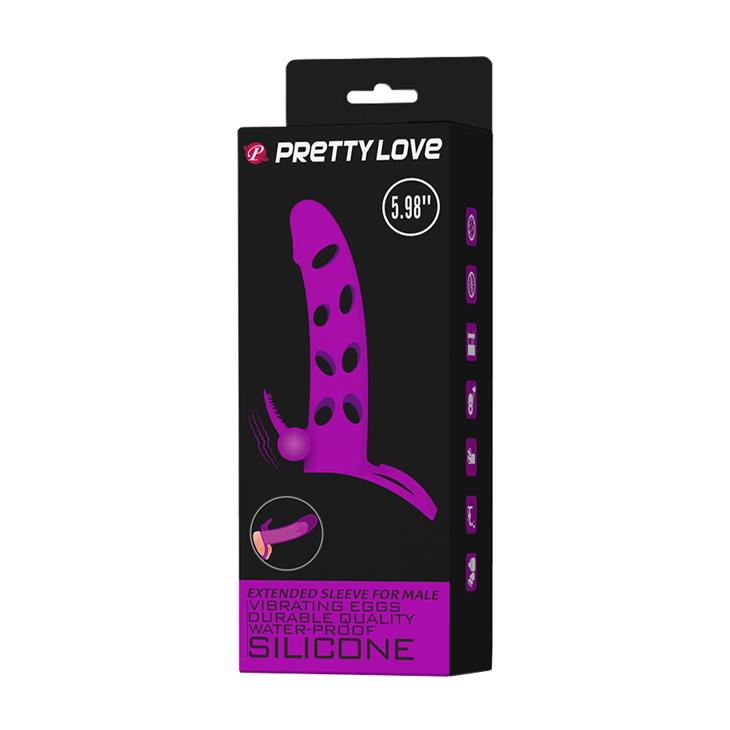Pretty Love · vibrační návlek na penis s páskem, černá