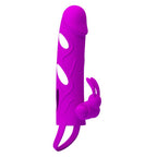 Pretty Love · vibrační návlek na penis s páskem přes varlata · fialová