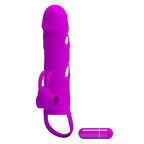 Pretty Love · vibrační návlek na penis s páskem přes varlata · fialová