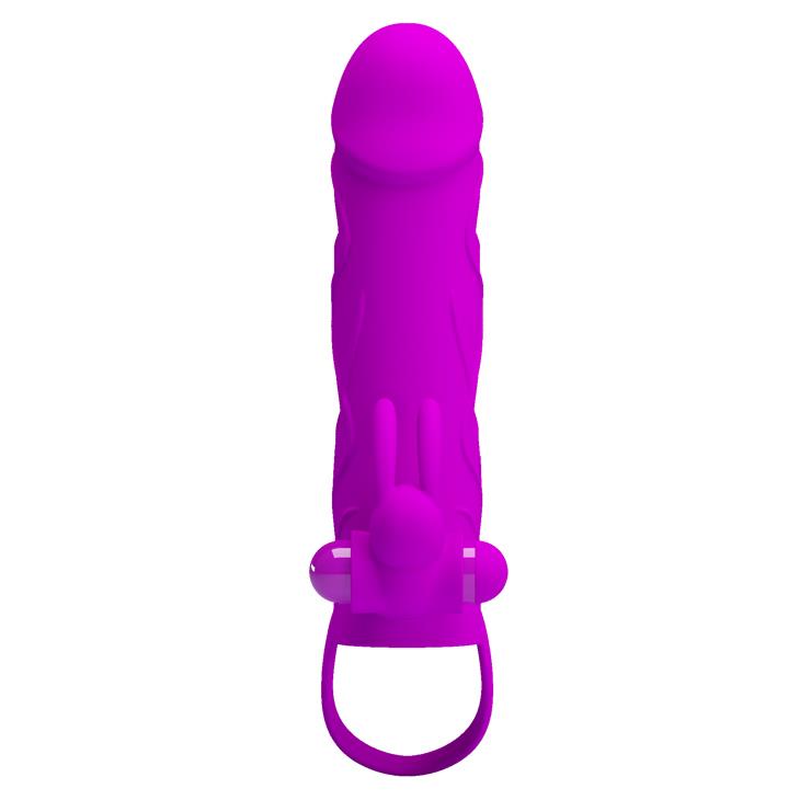 Pretty Love · vibrační návlek na penis s páskem přes varlata · fialová