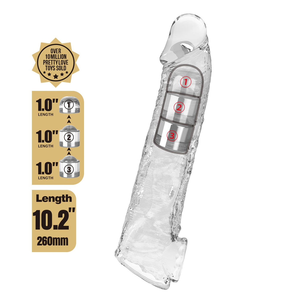 Pretty Love Extension Penis Sleeve · prodlužovací návlek na penis, 26 cm, průhledná