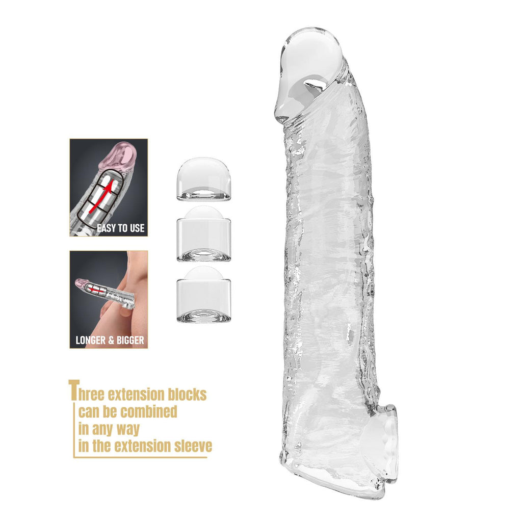 Pretty Love Extension Penis Sleeve · prodlužovací návlek na penis, 26 cm, průhledná