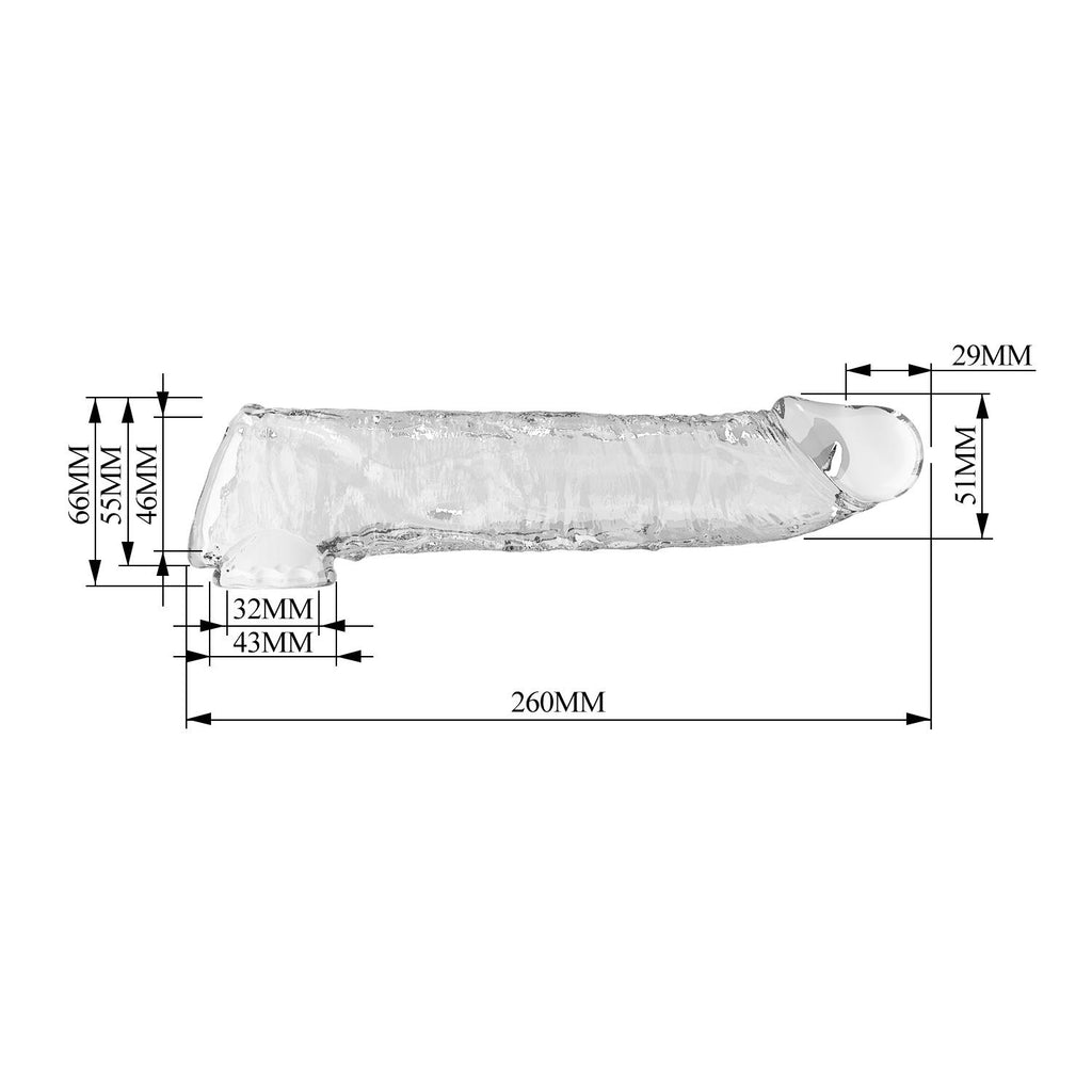 Pretty Love Extension Penis Sleeve · prodlužovací návlek na penis, 26 cm, průhledná