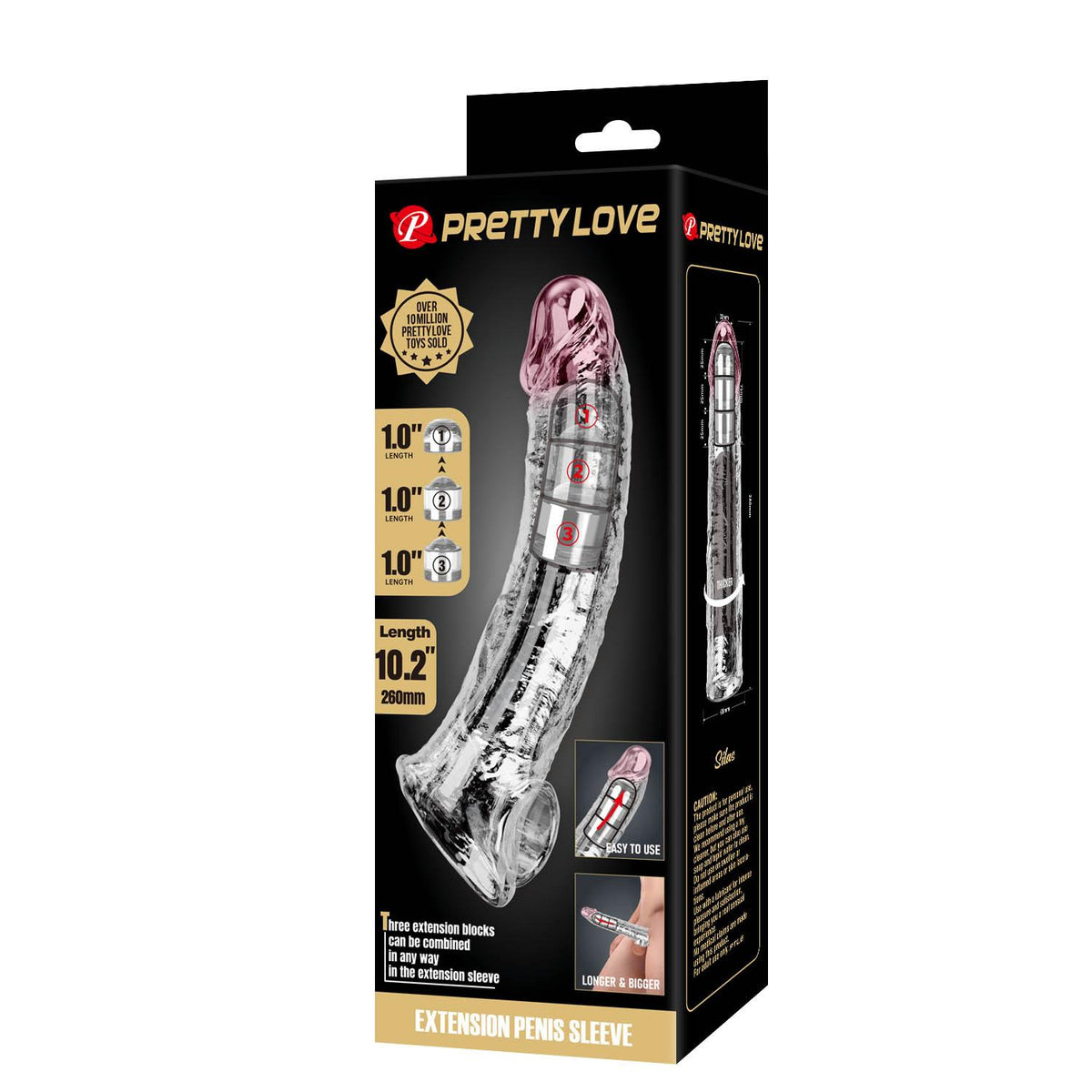 Pretty Love Extension Penis Sleeve · prodlužovací návlek na penis, 26 cm, průhledná