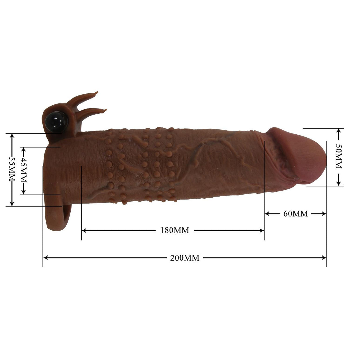 Pretty Love Quillon – 20 cm Vibrating Penis Sleeve Brown