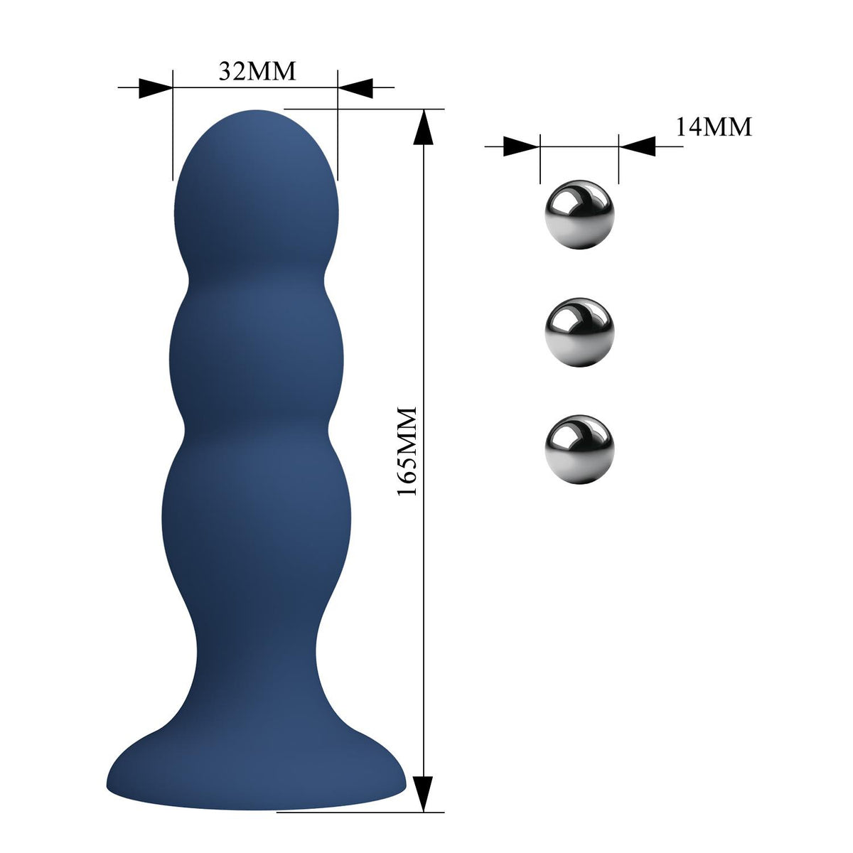 Mr. Play Metal & Liquid Silicone Anal Plug with 3 Metal Balls
