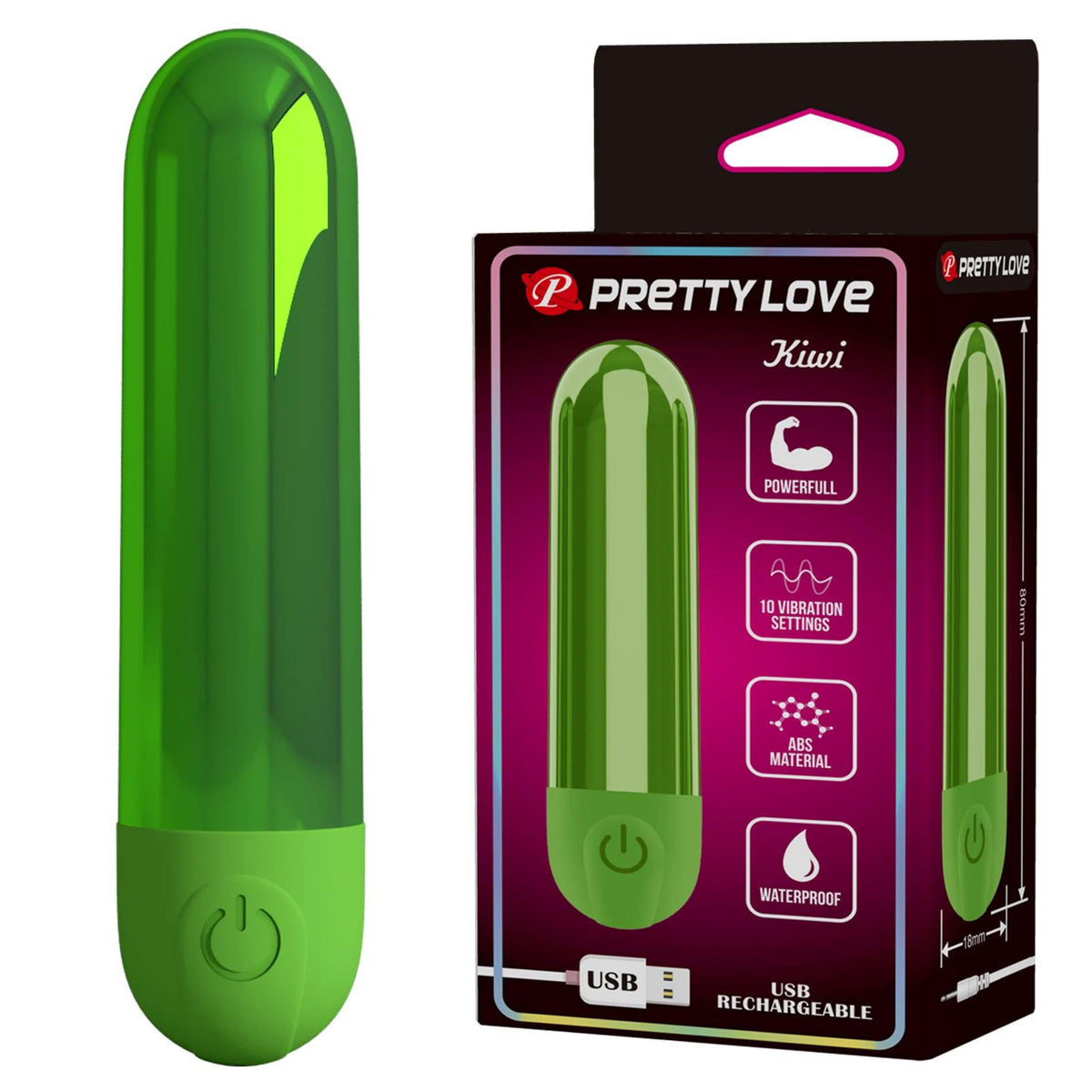 Pretty Love Kiwi - Rechargeable Bullet Vibrator - Green