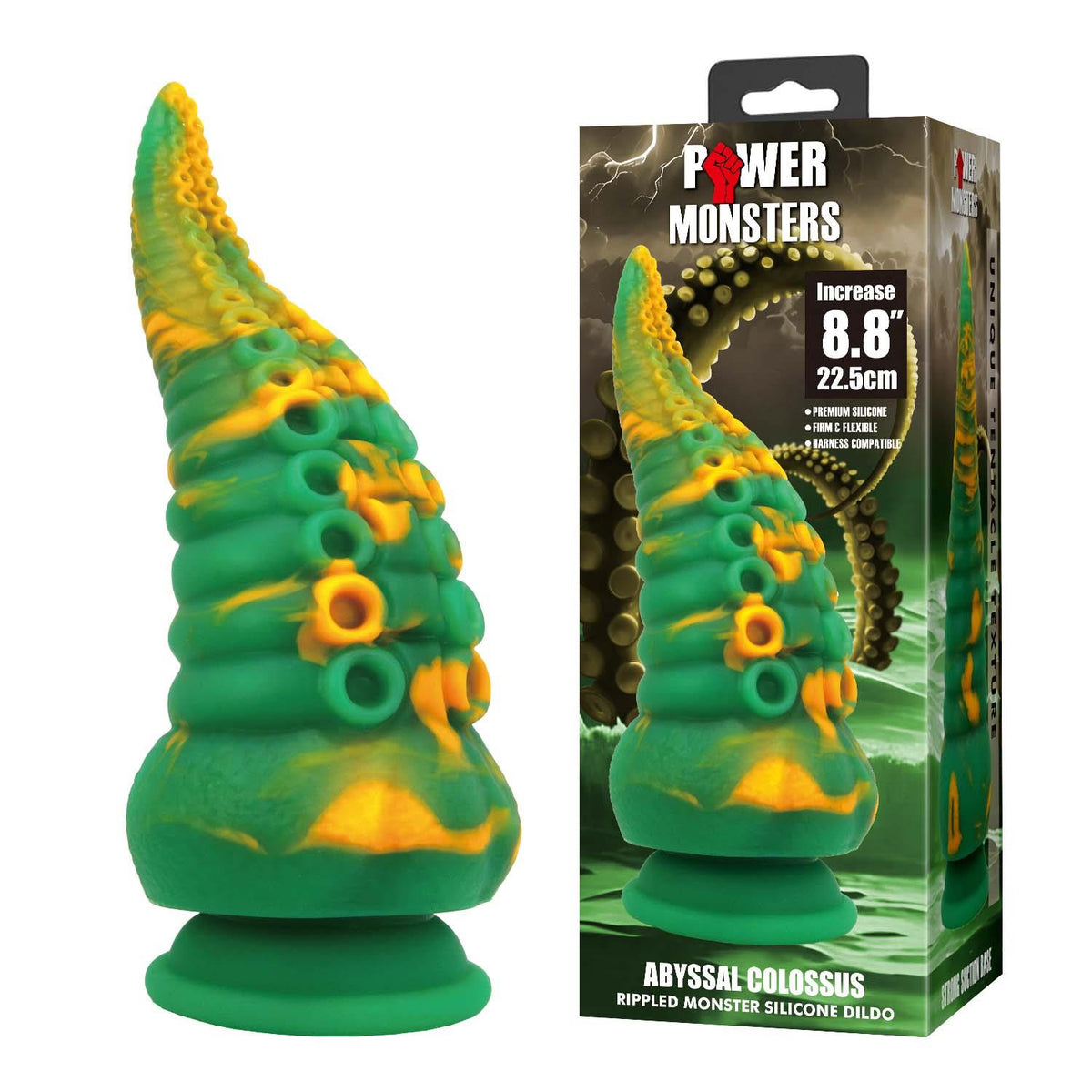 Power Monsters Abyssal Colossus – 22.5 cm Rippled Monster Silicone Dildo
