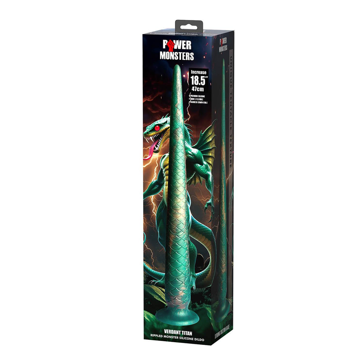Power Monsters Verdant Titan – 47 cm Rippled Monster Silicone Dildo