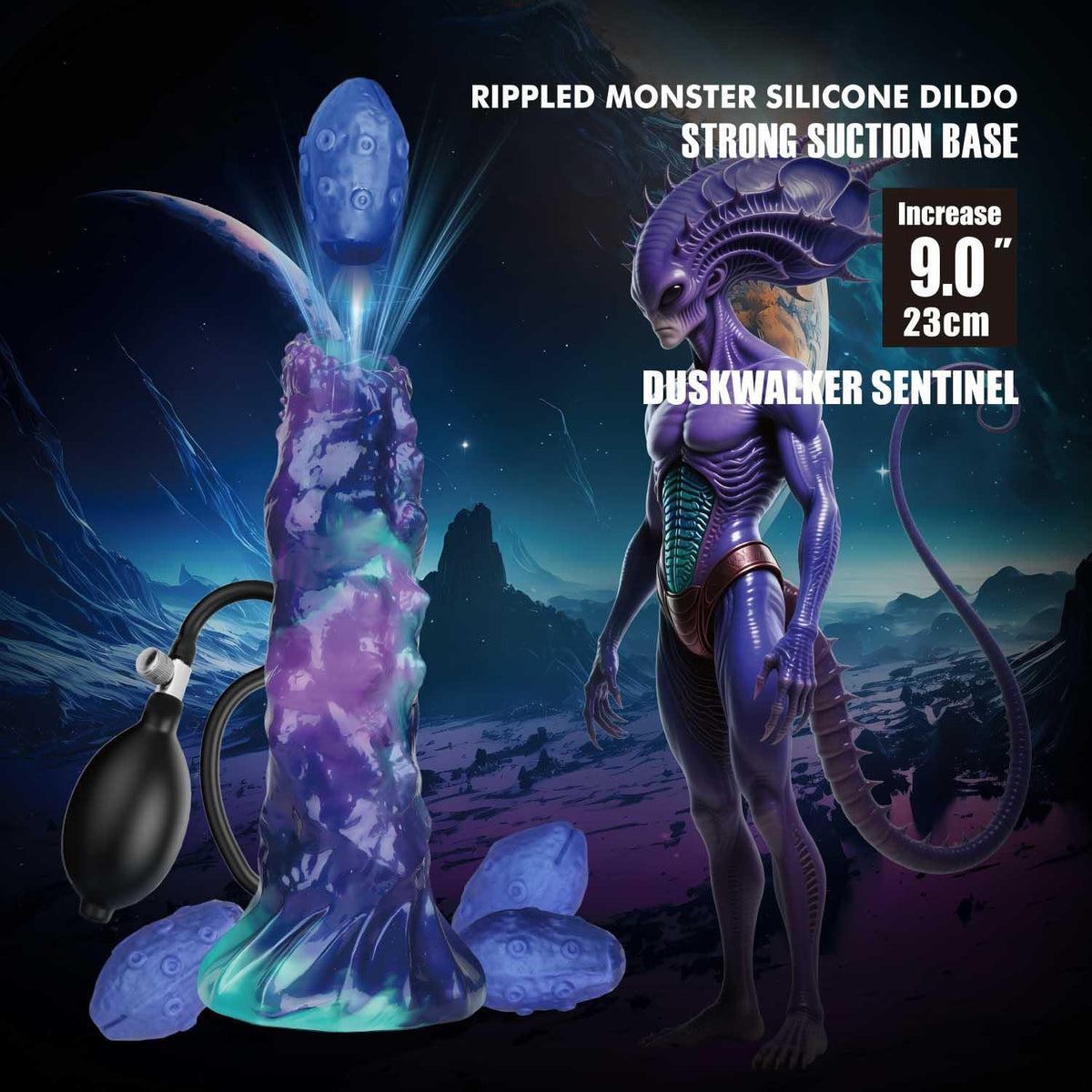 Power Monsters DuskWalker Sentinel – 23 cm Rippled Monster Silicone Dildo
