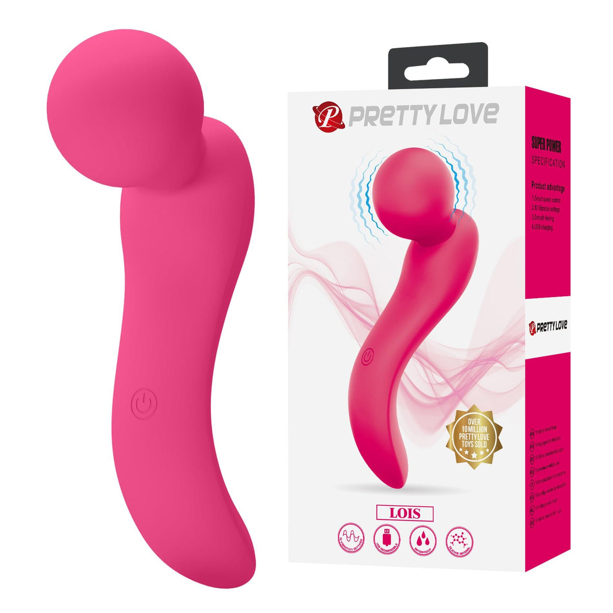 Pretty Love Lois · bezdrátová masážní hlavice s 10 režimy