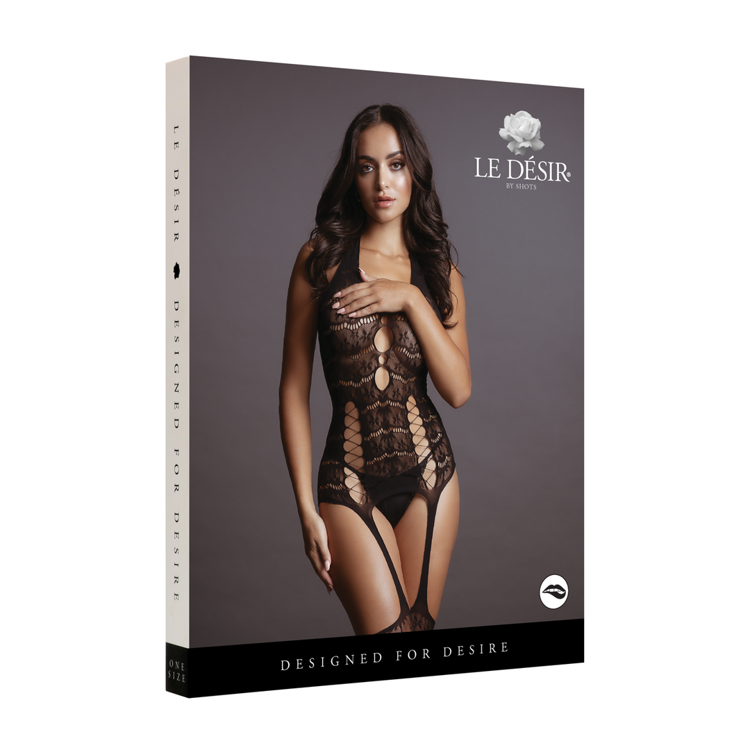 Le Désir Lace Suspender Bodystocking · krajkový bodystocking s halter výstřihem