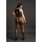 Le Désir Criss Cross Neck Bodystocking · krajkový overal s otevřeným rozkrokem, vel. XL až 4XL