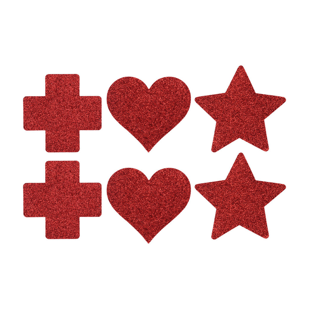 Le Désir Nipple Cover Set Cross Star Heart · nálepky na bradavky (3 páry), červené