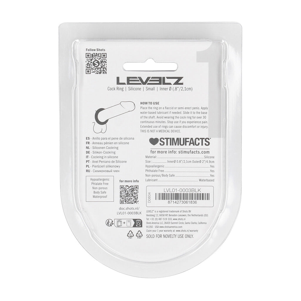 Levelz Liquid Silicone Cockring · erekční kroužek ze silikonu · vel. S