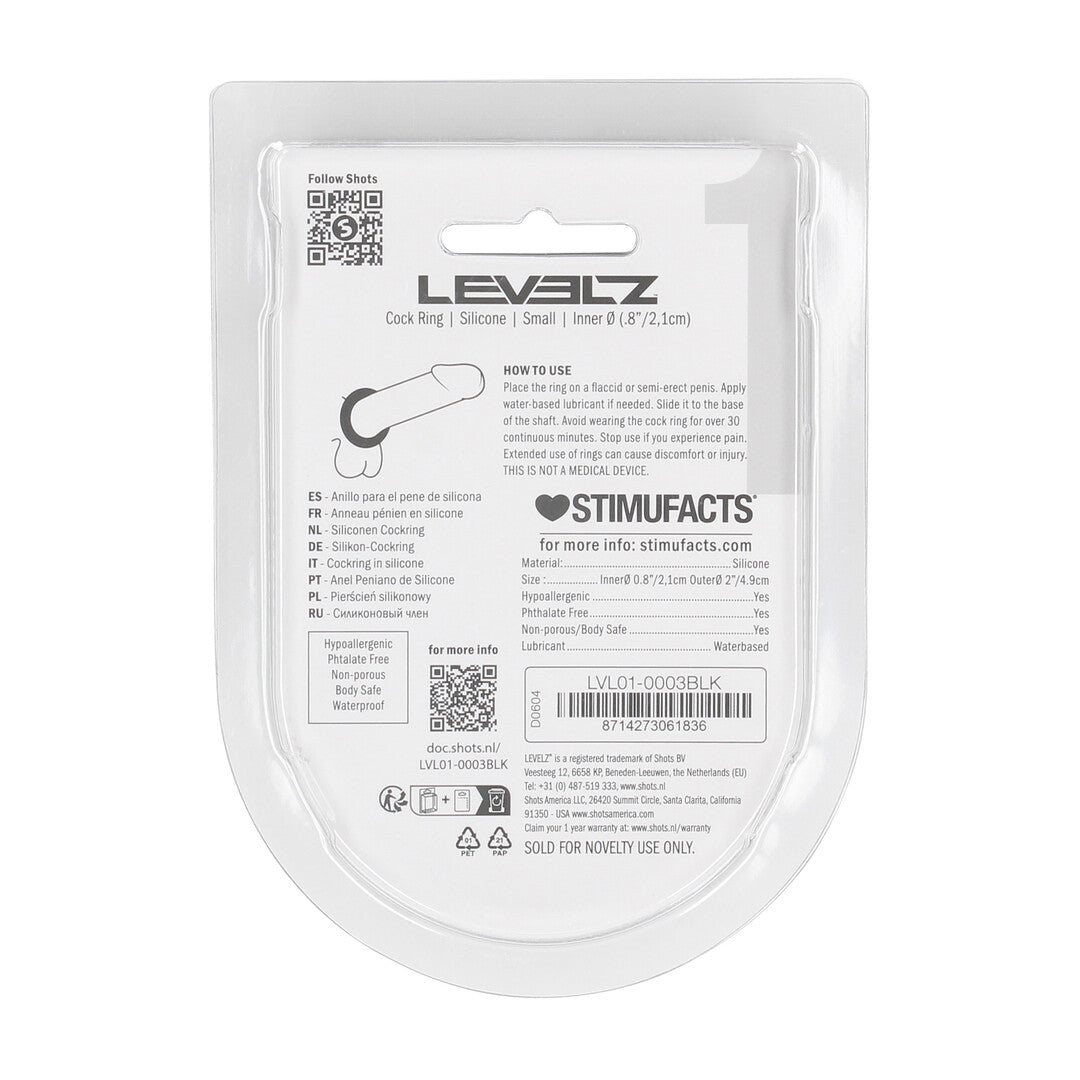 Levelz Liquid Silicone Cockring · erekční kroužek ze silikonu · vel. S
