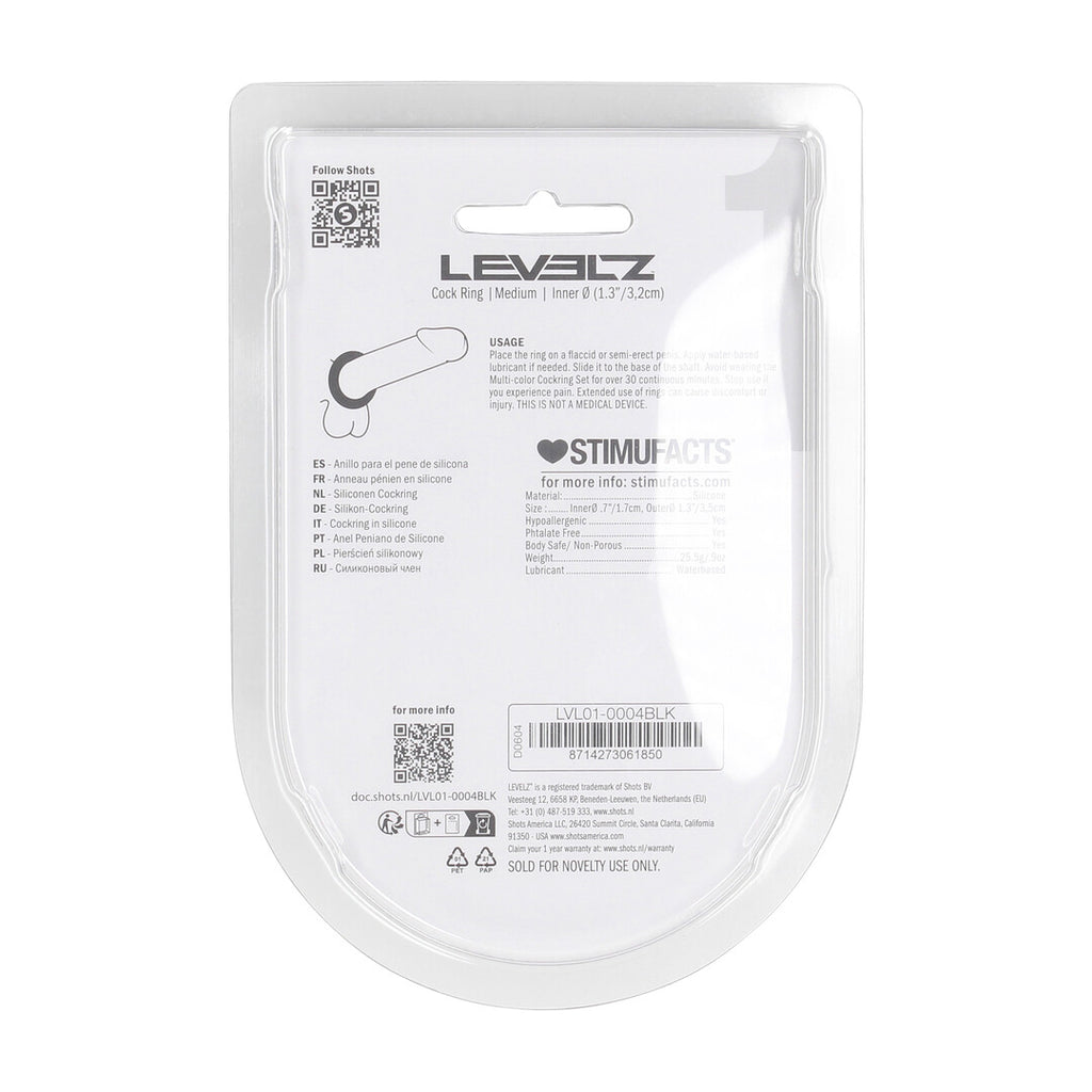 Levelz Liquid Silicone Cockring · erekční kroužek ze silikonu · vel. M