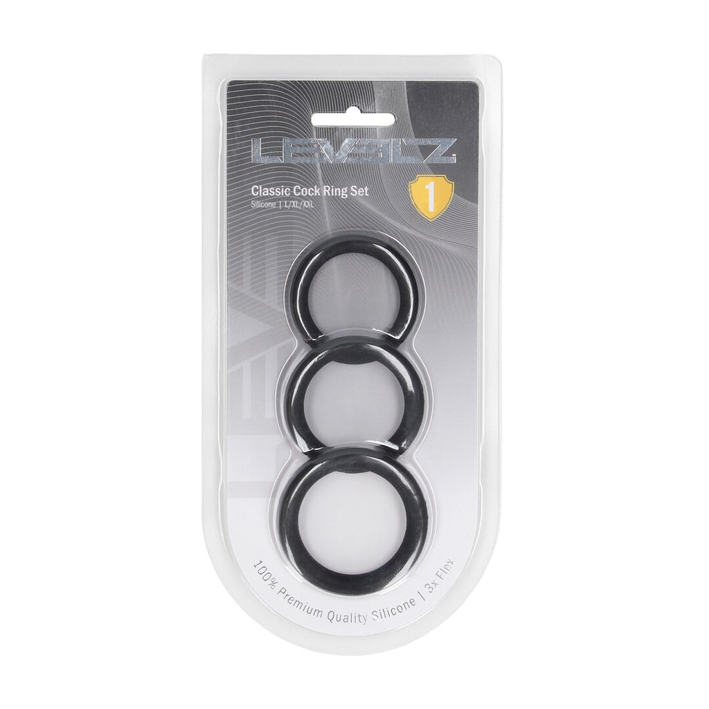 Levelz Classic Silicone Cockring Set (3 ks) · silikonové erekční kroužky, vel. L/XL/XXL