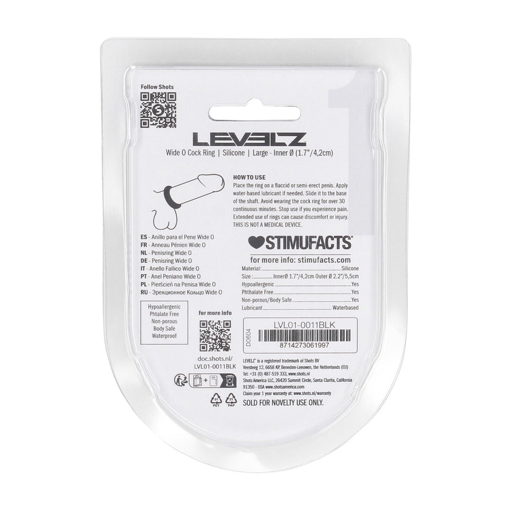 Levelz Wide O · silikonový erekční kroužek 42 mm · vel. L