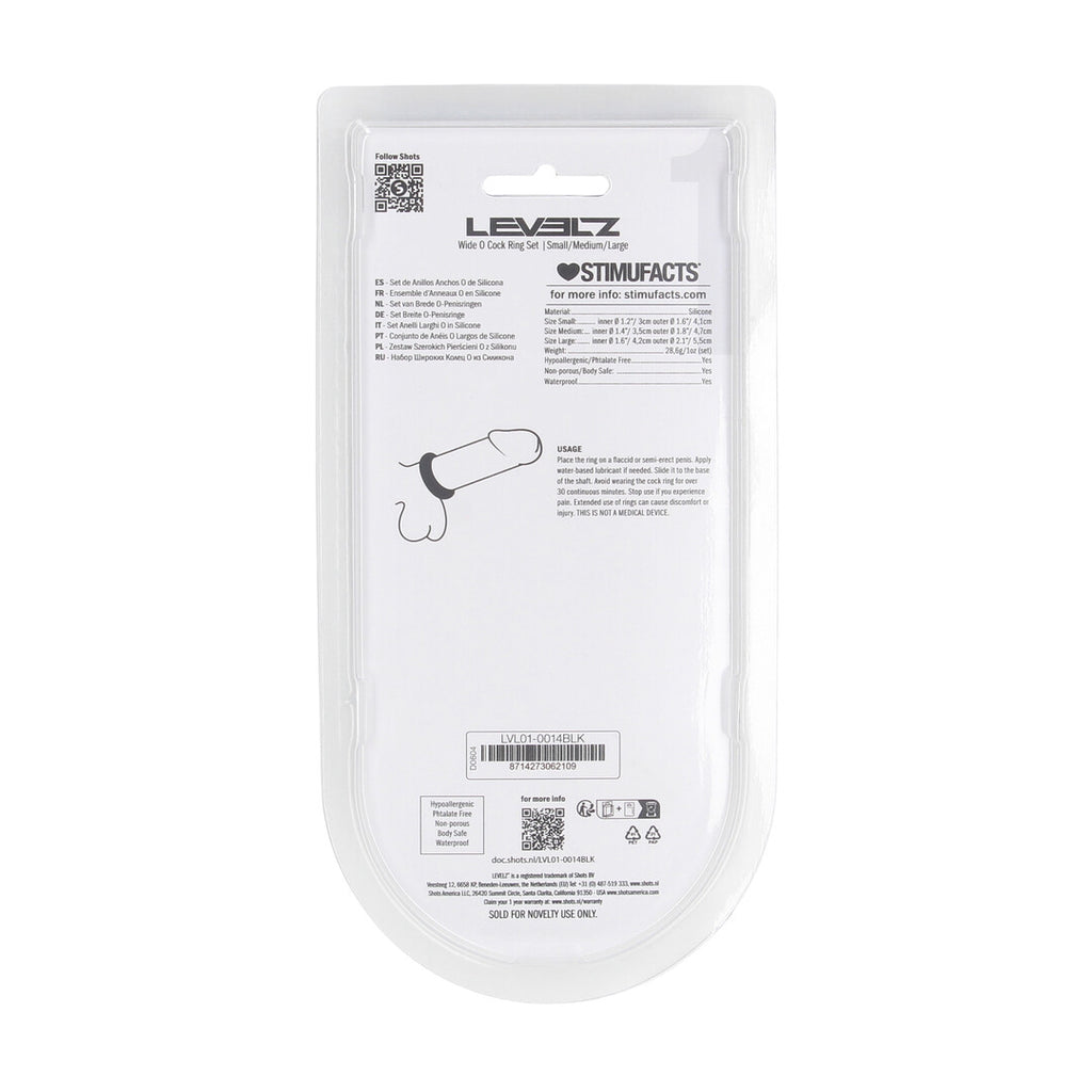 Levelz Wide O Cockring Set of 3 · sada silikonových erekčních kroužků (3 ks)