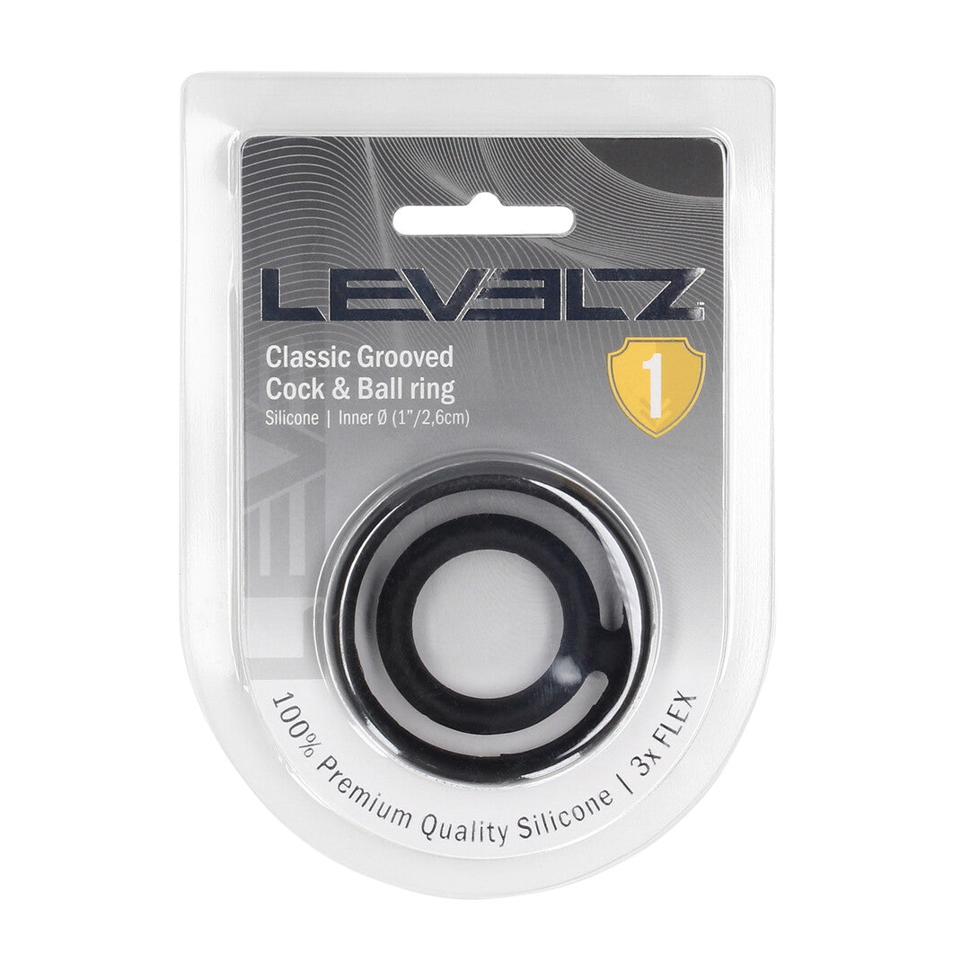 Levelz Classic Grooved Cock and Ball Ring · drážkovaný kroužek na penis a varlata