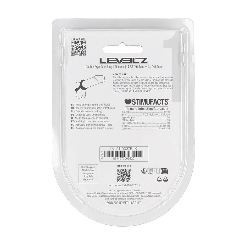 Levelz Double Ergo Silicone Cockring · dvojitý erekční kroužek