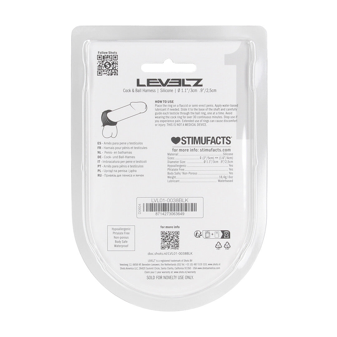 Levelz Silicone Cock and Ball Harness · široký kroužek na penis a varlata