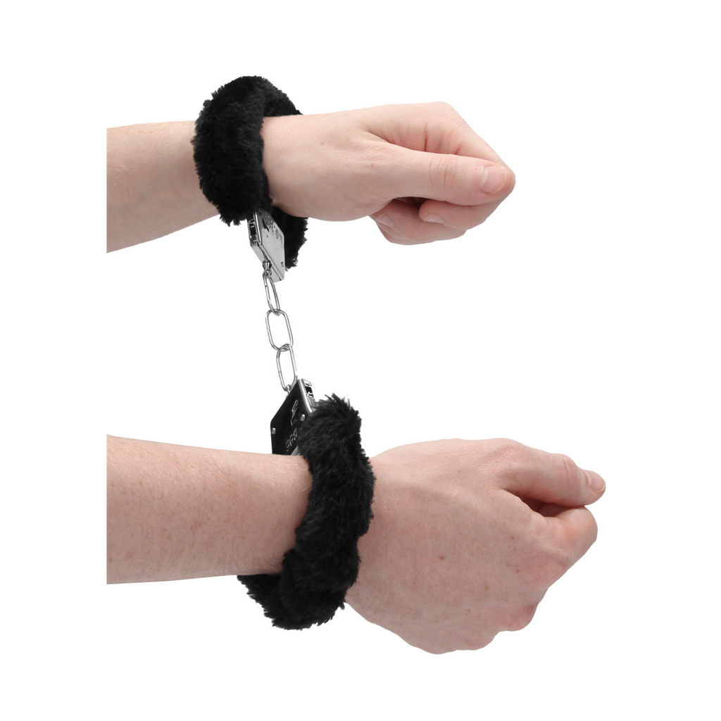 Ouch! Beginner's Handcuffs Furry · plyšová pouta pro začátečníky · černá