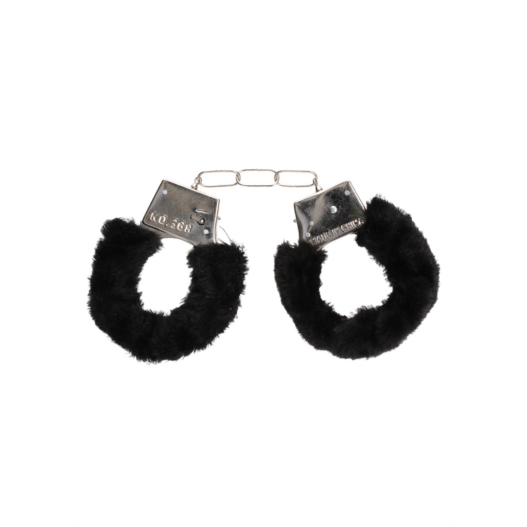 Ouch! Beginner's Handcuffs Furry · plyšová pouta pro začátečníky · černá