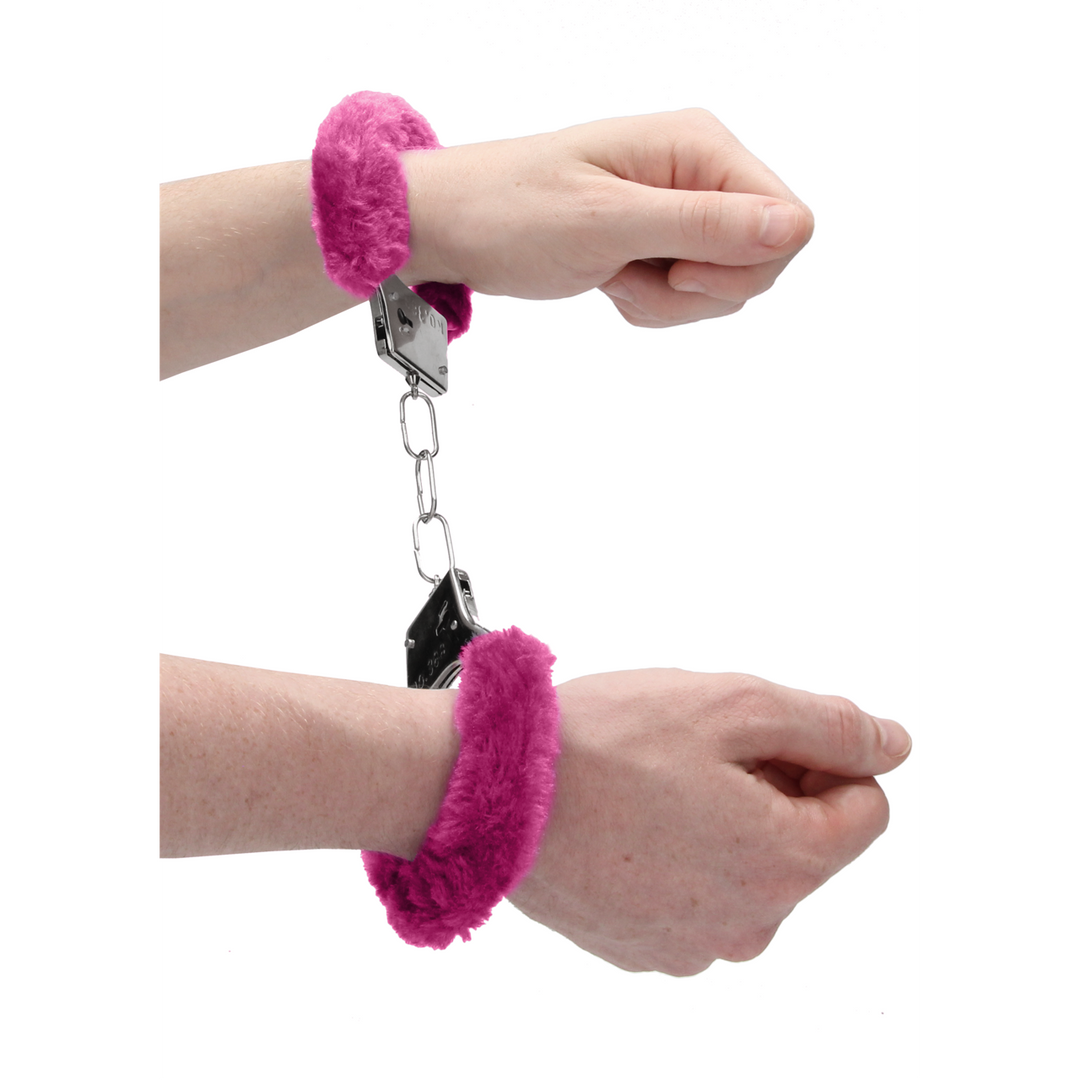 Ouch! Beginner's Handcuffs Furry · plyšová pouta pro začátečníky · růžová