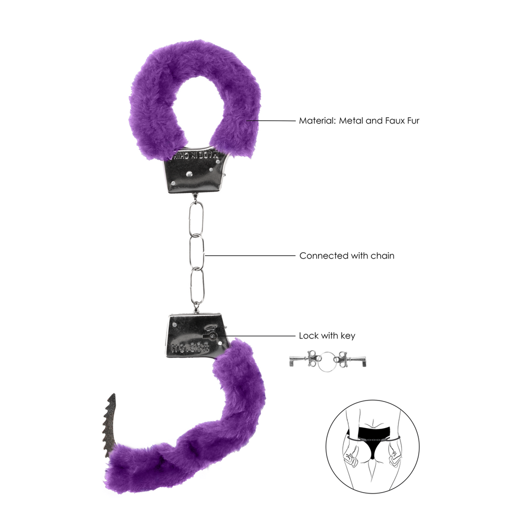 Ouch! Beginner's Handcuffs Furry · plyšová pouta pro začátečníky · fialová