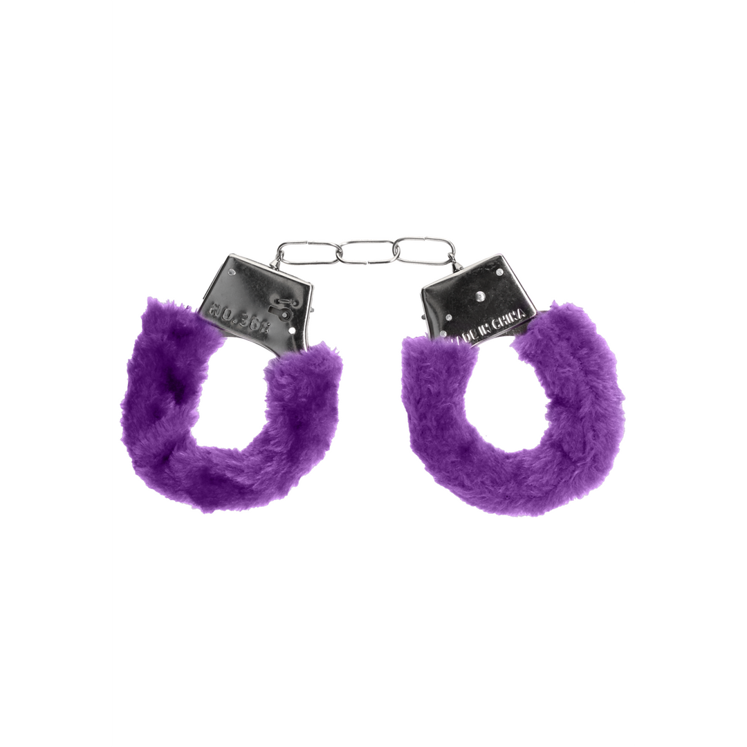 Ouch! Beginner's Handcuffs Furry · plyšová pouta pro začátečníky · fialová
