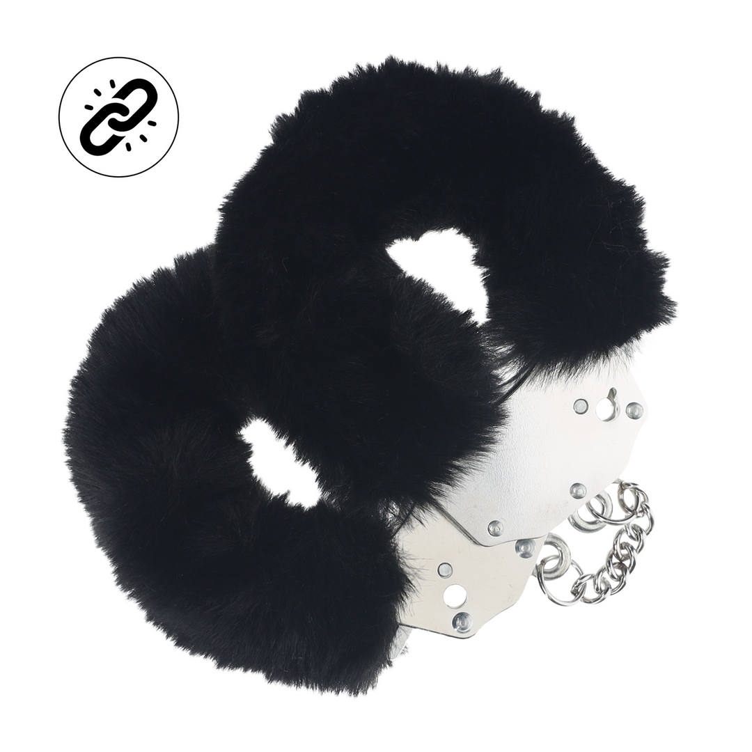 Ouch! Heavy-duty Fluffy Handcuffs · masivní plyšová pouta · černá