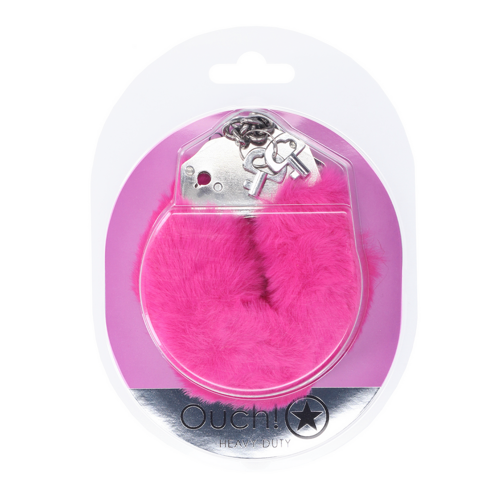 Ouch! Heavy-duty Fluffy Handcuffs · masivní plyšová pouta · růžová
