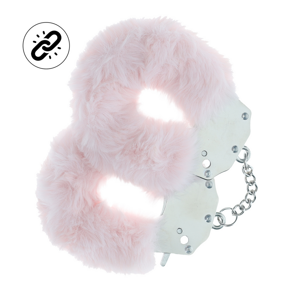 Ouch! Heavy-duty Fluffy Handcuffs · masivní plyšová pouta · pudrově růžová