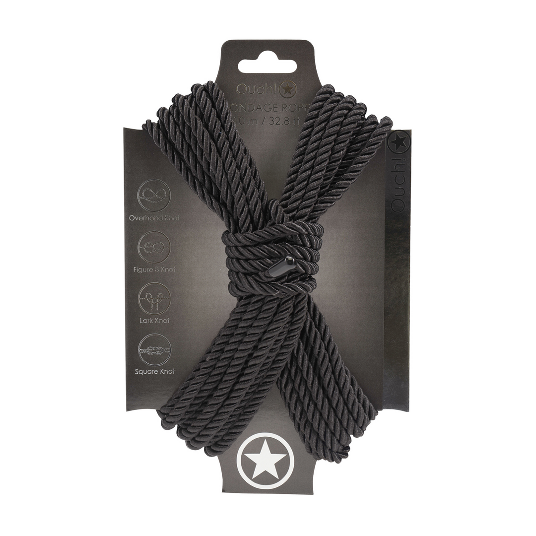 Ouch! Polyester Bondage Rope · bondage lano 10 m · černé