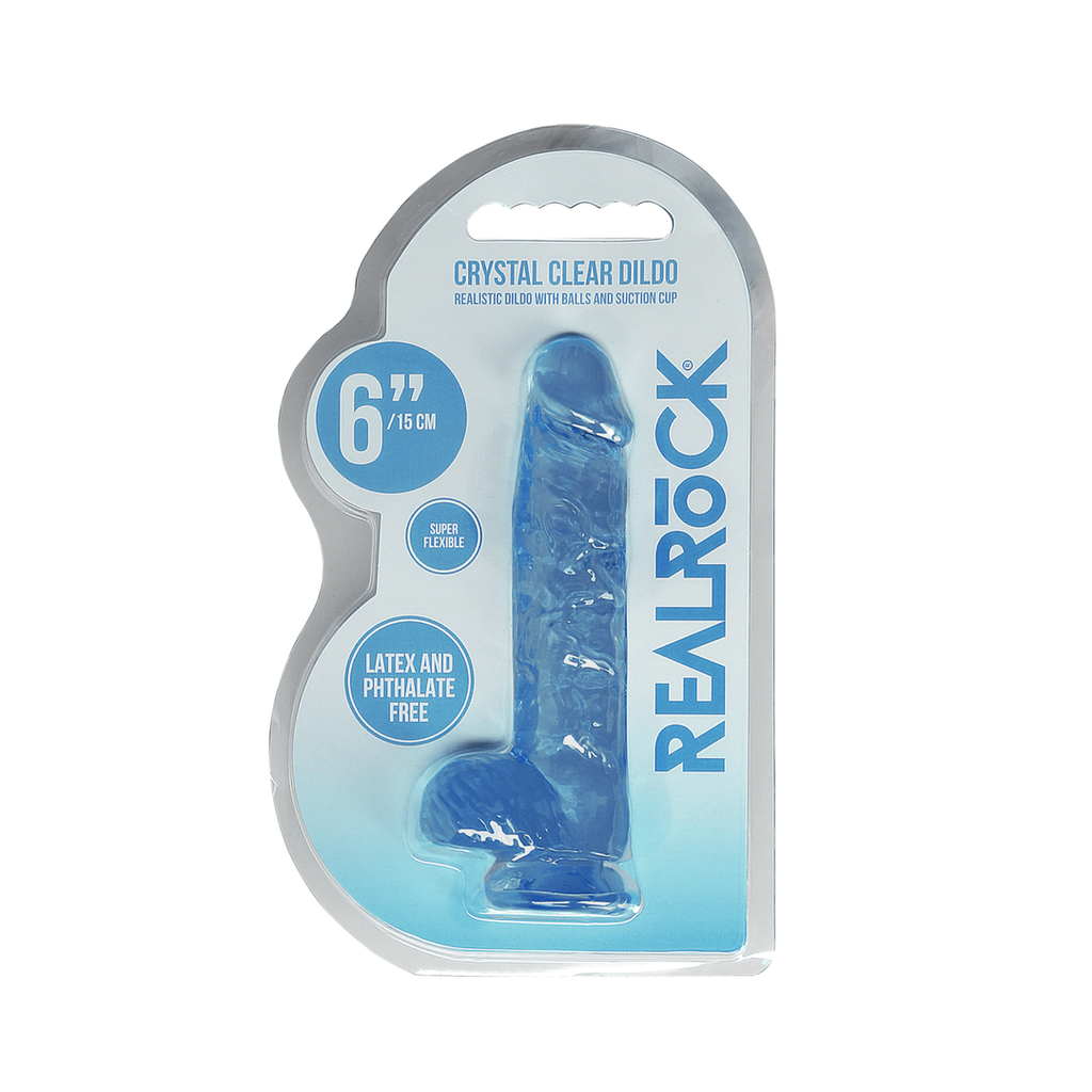 RealRock Realistic Dildo with Balls 15 cm · realistické dildo s varlaty · modré