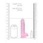 RealRock Realistic Dildo with Balls 15 cm · realistické dildo s varlaty · růžové