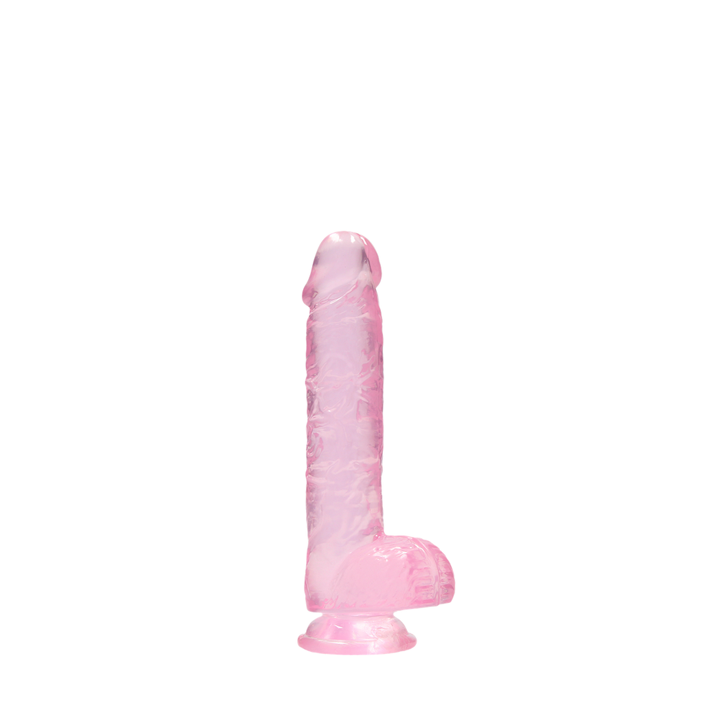 RealRock Realistic Dildo with Balls 15 cm · realistické dildo s varlaty · růžové